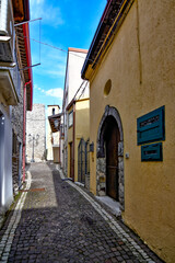 A narrow street in Castel di Sasso, a small village in the mountains of the province of Caserta, Italy.