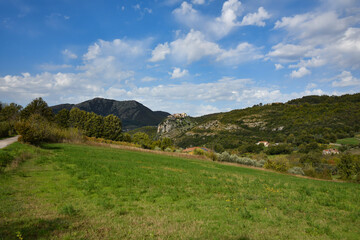 Panoramic view of Castel di Sasso, a small village in the mountains of the province of Caserta, Italy.
