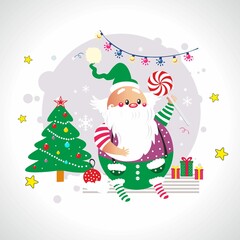 Christmas card with santa claus