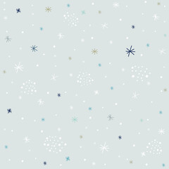 Hand drawn snowflake, stars icon seamless pattern background. Business concept vector illustration. Handdrawn winter christmas symbol pattern.