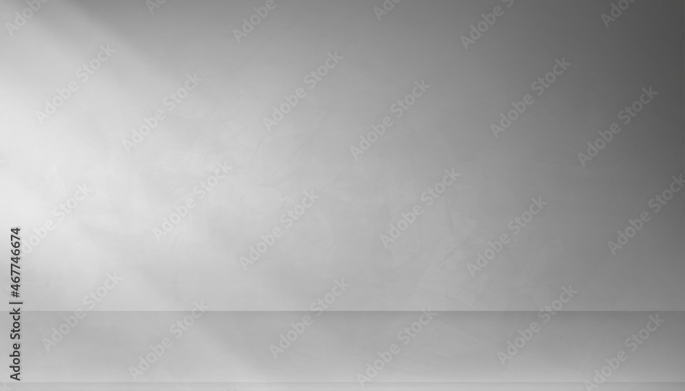Poster studio room with shade and light on floor grey cement texture, vector 3d backdrop gray concrete with