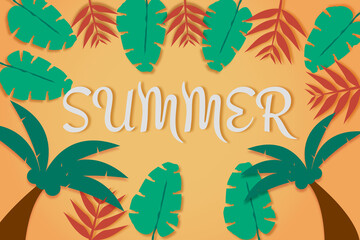 Fototapeta na wymiar paper art Colorful Summer background layout banners design.