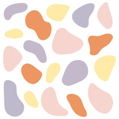 Organic elements in minimal trendy boho style, childrens clipart. Hand drawn doodle illustrations. Vector abstract shapes in gentle pastel colors. Cartoon style for interior decoration, textiles.