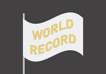 Bandera con palabra récord mundial dorado.