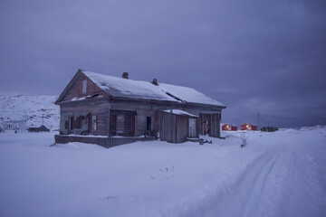 Houses in the village of Teriberka in the Arctic Circle