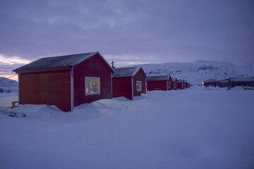 Houses in the village of Teriberka in the Arctic Circle