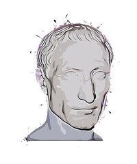 Illustration of a bust of the Roman Emperor Julius Caesar