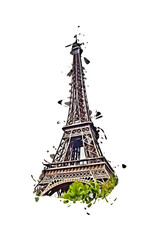 Fototapeta na wymiar Eiffel Tower in Paris, illustration.