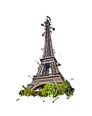 Fototapeta na wymiar Illustration of the Eiffel Tower in Paris, France