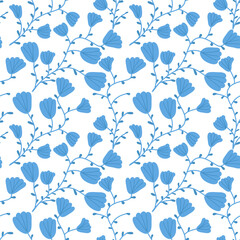 Cute floral seamless pattern. Endless background vector illustration. Botanical repeable print.