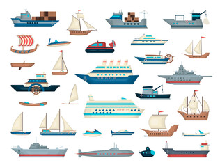Vector collection of water transport.