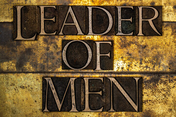 Leader of Men text on textured grunge copper and vintage gold background