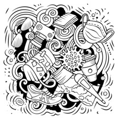 Traveling vector doodles illustration.