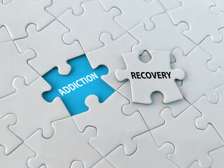 Addiction and Recovery Text on Jigsaw Puzzle