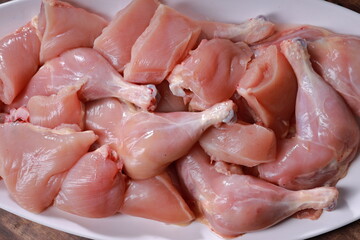 Raw chicken biriyani cut without skin