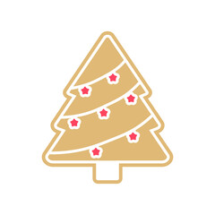 New year or Christmas gingerbread cookies. Carved figures decorated with sugar icing. Vector stock flat illustration isolated on a white background EPS
