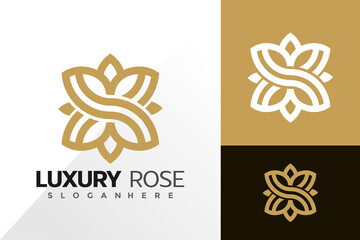Fototapeta na wymiar Luxury rose logo vector design. Abstract emblem, designs concept, logos, logotype element for template