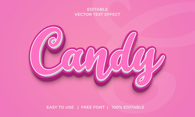 Candy 3d editable text effect Premium Vector