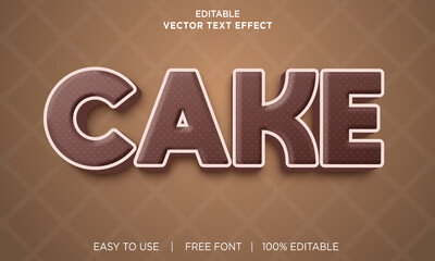 cake 3d editable text effect Premium Vector