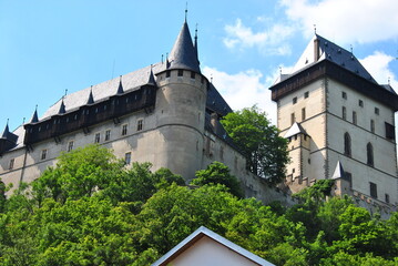 Karlstejn castle close-up sightseeing of the czech republic