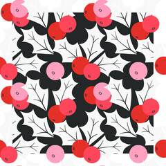 Christmas pattern with holly. Colored. You can change the pattern color and background color.