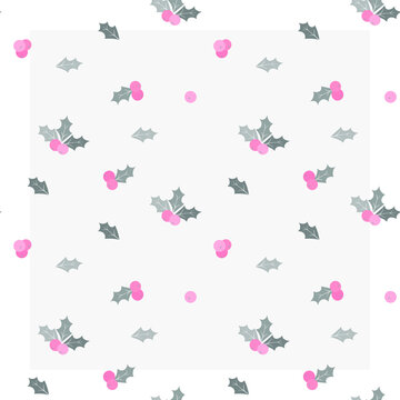 Christmas pattern with holly. Colored. You can change the pattern color and background color.
