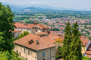 Fototapeta na wymiar Panoramic view from Mondovì old town, in the province of Cuneo, Piedmont, northern Italy.