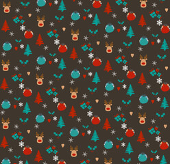 seamless christmas pattern. the new year pattern. christmas tree and deer