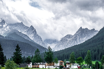 Mountain panorama in Italy Alps dolomites - obrazy, fototapety, plakaty