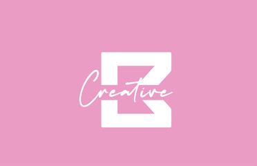 pink white B alphabet letter logo icon design. Creative concept for company and business