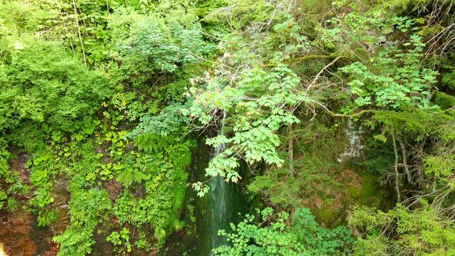 Beautiful waterfall among the mountains. Southern Germany