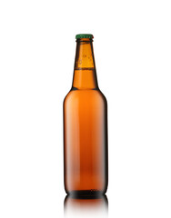 full brown bottle with beer