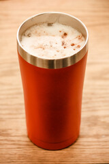 Hot chocolate and hot coffee in a mug 