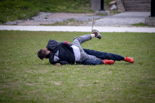 Two guys are fighting each other. Bullying. Aggression.