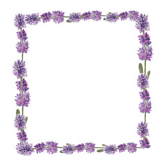 Square watercolor lavender frame