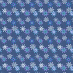Christmas seamless pattern with colourful snowflakes. Hand drawn sketch style. Line art. Winter background for paper, decoration and wrapping.