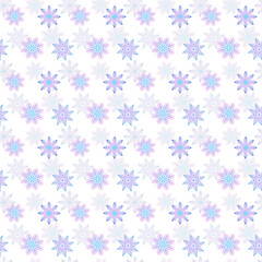 Christmas seamless pattern with colourful snowflakes. Hand drawn sketch style. Line art. Winter background for paper, decoration and wrapping.
