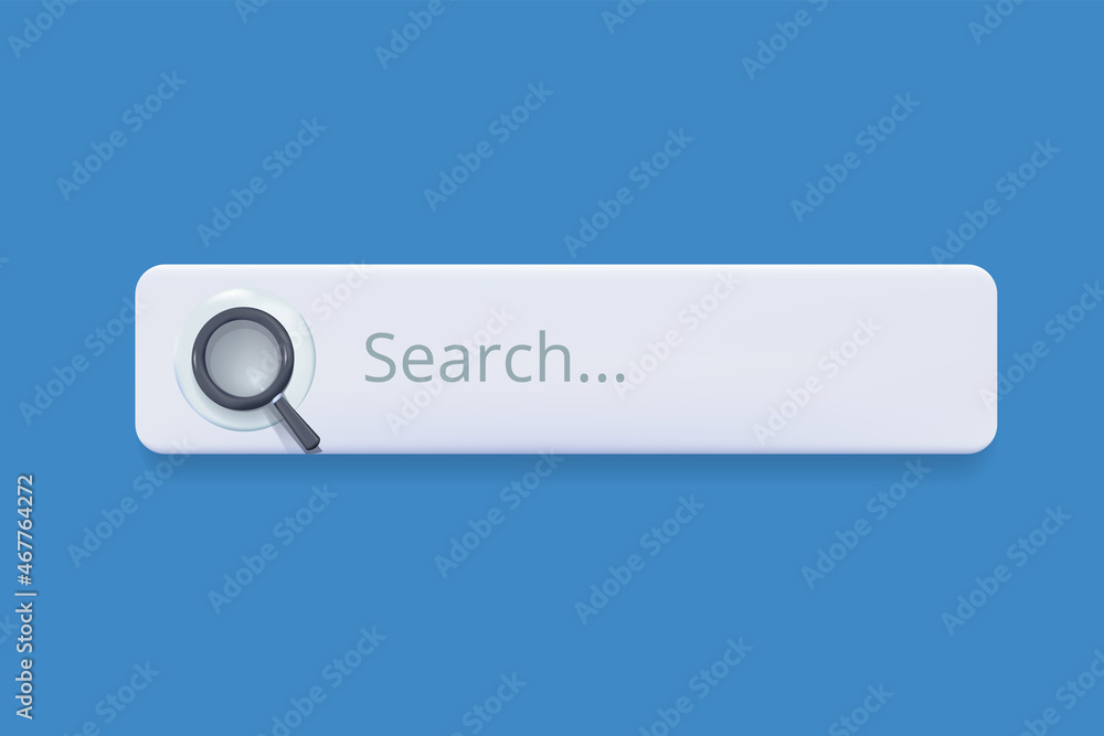 Poster search bar template for website. navigation search for browser. realistic 3d arrow, cursor. vector i