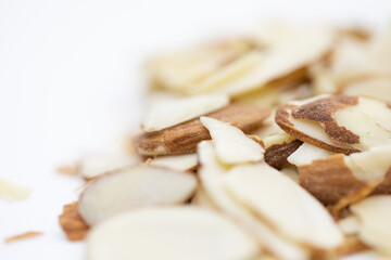 Close up of fresh raw almonds ready to eat.