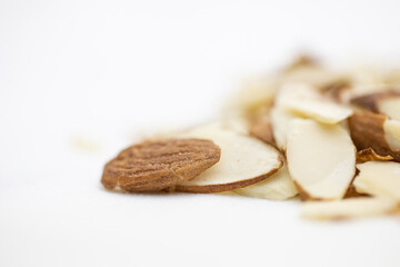 Close up of fresh raw almonds ready to eat.