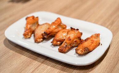 Hot and Spicy chicken wings on plate