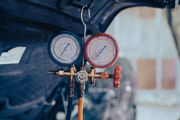 close up view of pressure meter