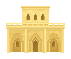 Fototapeta premium Arab desert mud house. Middle East traditional building vector illustration