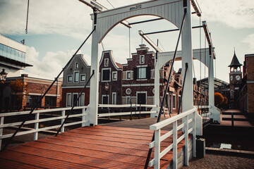 Fototapeta premium Beautiful outlet town in the city of Kiev in autumn. Houses in German style.