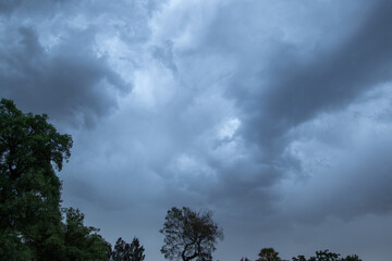 Fototapeta na wymiar Thunder storm over the Gauteng Highveld in South Africa summer 2021