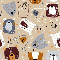 Materiał do szycia Funny bears seamless pattern. Great for fabric, textile, wallpaper. Vector illustration