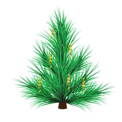New Year's Pine with serpentine. Vector cartoon illustration.