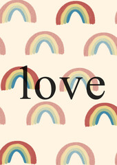 Rainbow postcard with love. Love postcard. Rainbow wallpaper, rainbow pattern