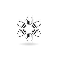 Hands of teamwork icon with shadow