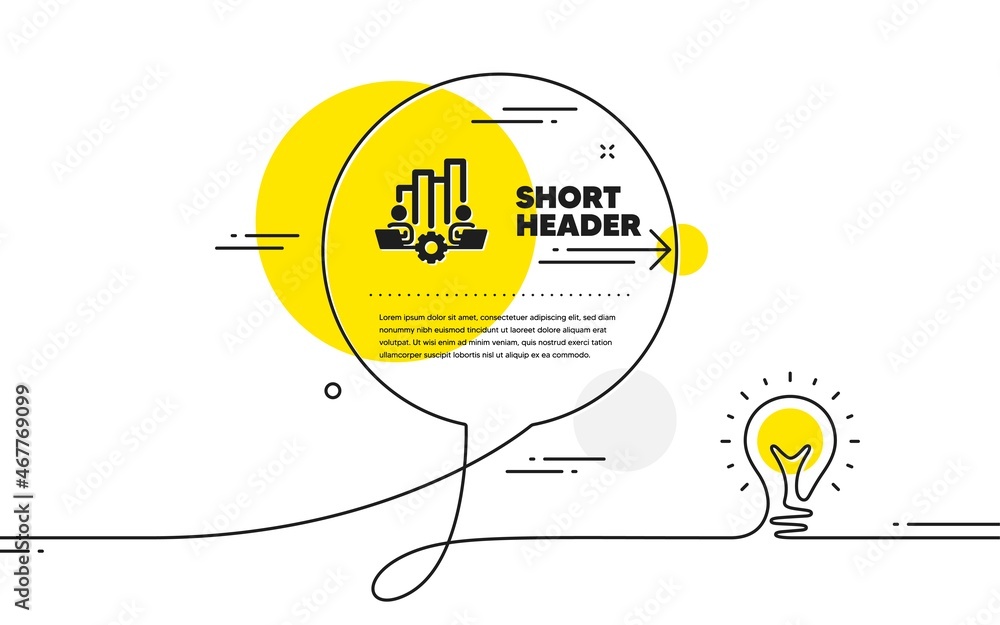 Aufkleber teamwork chart icon. continuous line idea chat bubble banner. remote office sign. team employees sym